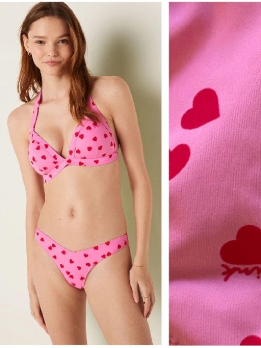 PINK Victoria’s Secret Dreamy Pink Heart Itsy Bikini Set Small Medium